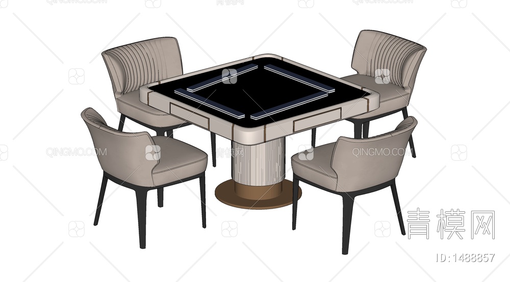 麻将桌 麻将机 机麻 棋牌桌SU模型下载【ID:1488857】