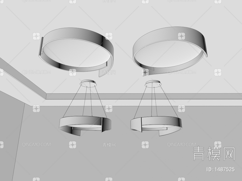 吸顶灯 吊灯 几何造型 卧室灯 客厅灯 餐厅灯组合3D模型下载【ID:1487525】