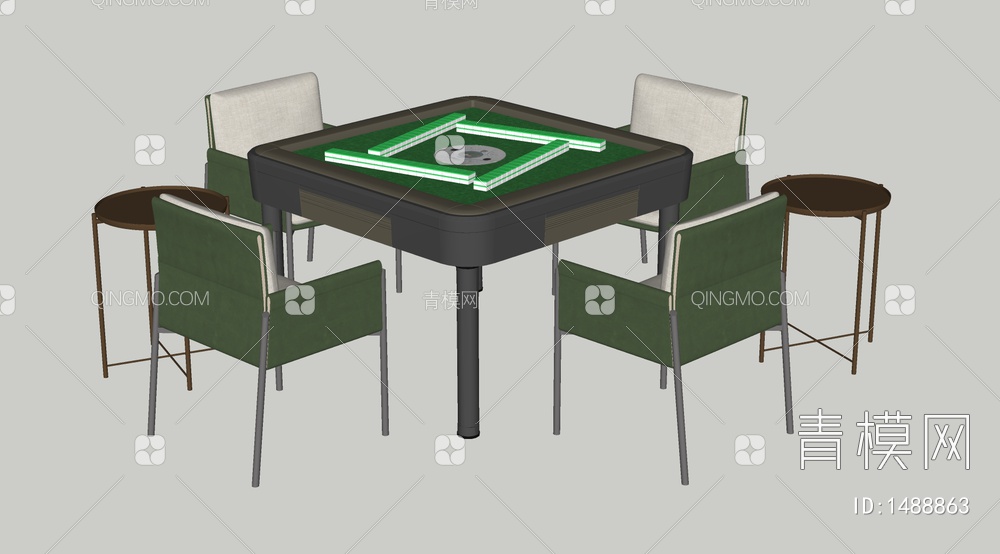 棋牌桌  麻将桌 麻将机 机麻SU模型下载【ID:1488863】