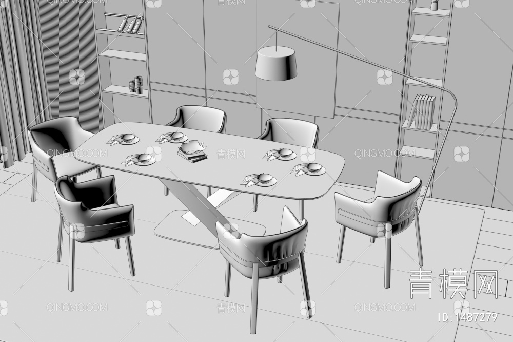 餐厅 餐桌椅3D模型下载【ID:1487279】