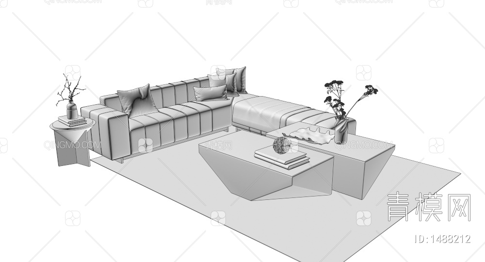 沙发茶几组合3D模型下载【ID:1488212】