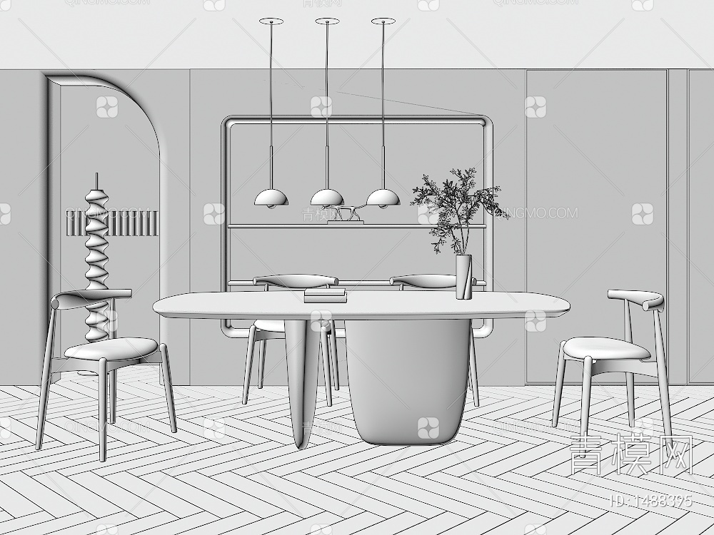 餐厅 餐桌 餐椅 饰品 摆件3D模型下载【ID:1488395】