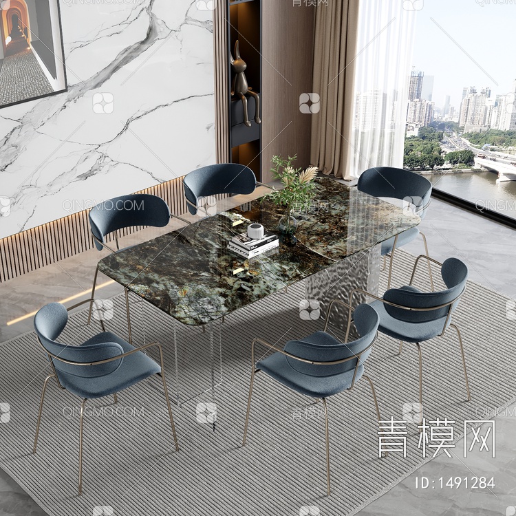 餐桌椅组合 桌子 饰品 摆件3D模型下载【ID:1491284】