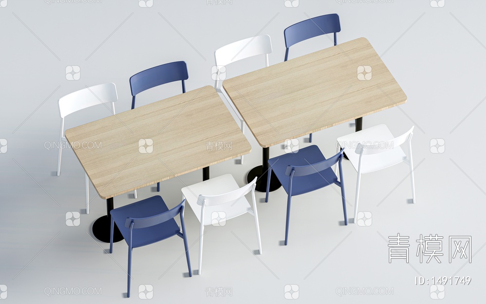 食堂桌椅 餐桌椅 餐厅桌椅 餐厅家具 食堂家具SU模型下载【ID:1491749】
