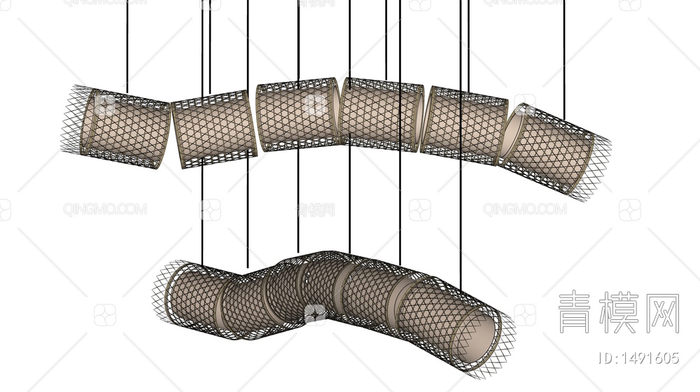 吊灯 灯具 编织灯 编织吊灯SU模型下载【ID:1491605】