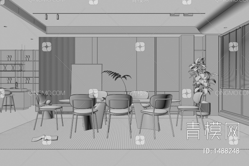 餐厅 餐桌椅 餐厅 画 落地灯 电视墙 餐厅 奶油风餐厅 楼梯 电视墙 电视柜3D模型下载【ID:1488248】