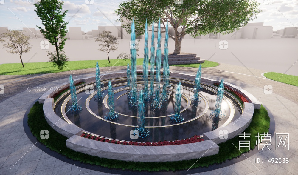 喷泉SU模型下载【ID:1492538】
