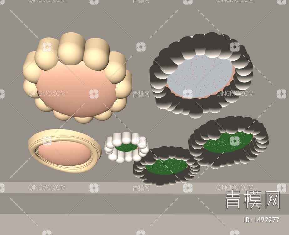 奶油风吸顶灯 客厅灯 卧室灯 餐厅灯 星空灯组合SU模型下载【ID:1492277】