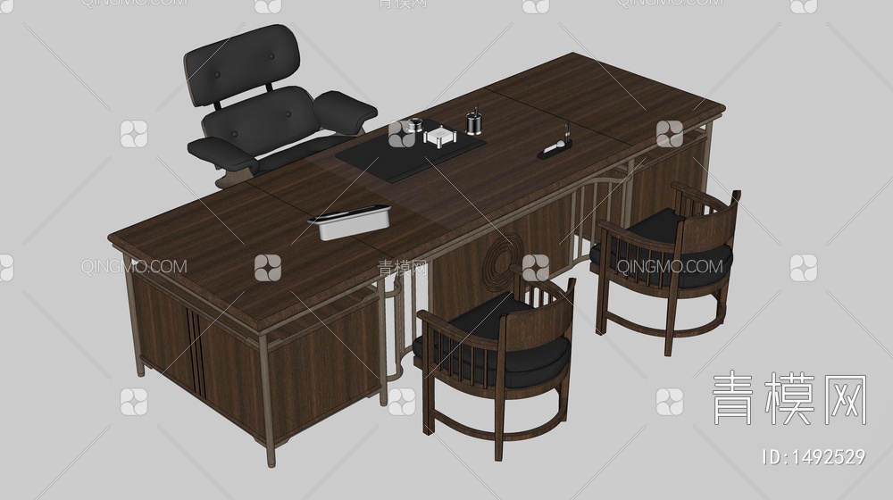 办公桌椅 经理办公桌 领导办公桌 办公家具SU模型下载【ID:1492529】