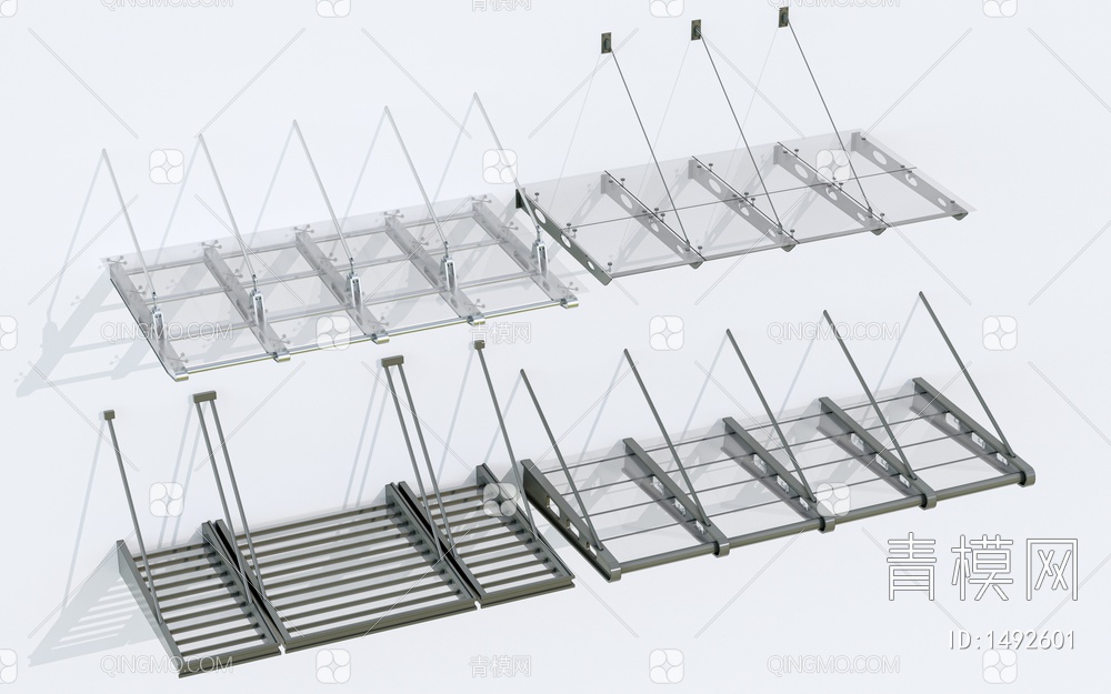钢结构雨棚 玻璃雨棚 玻璃遮阳板 户外雨棚12SU模型下载【ID:1492601】
