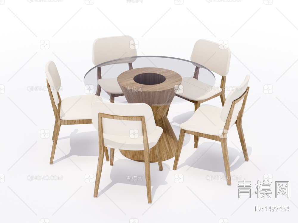 圆形餐桌椅SU模型下载【ID:1492484】