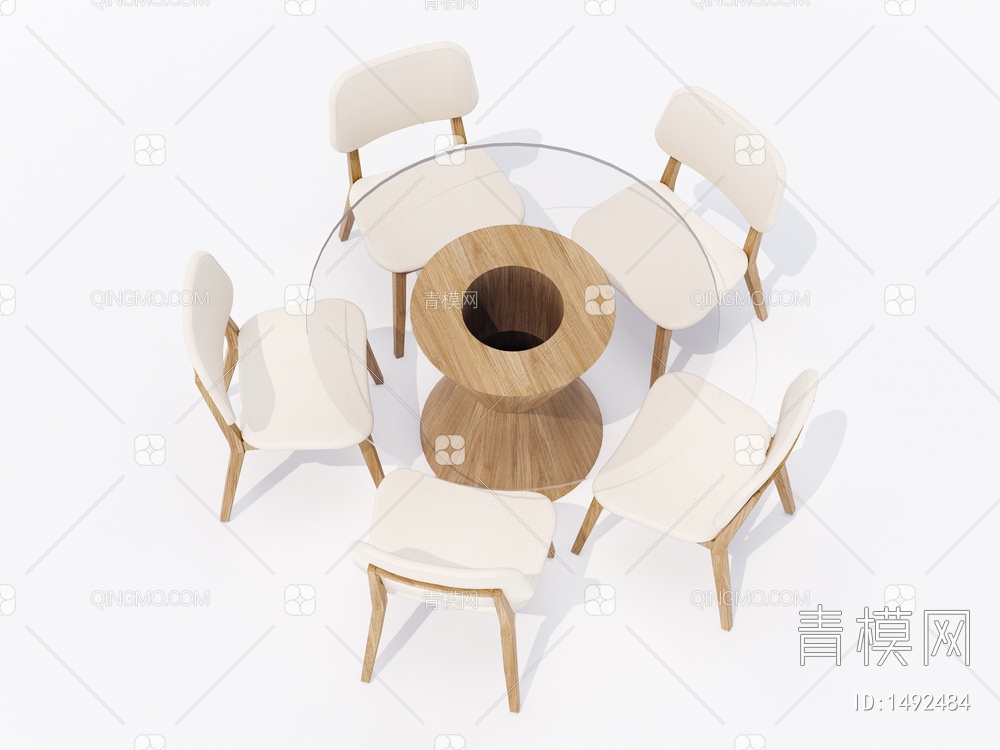 圆形餐桌椅SU模型下载【ID:1492484】