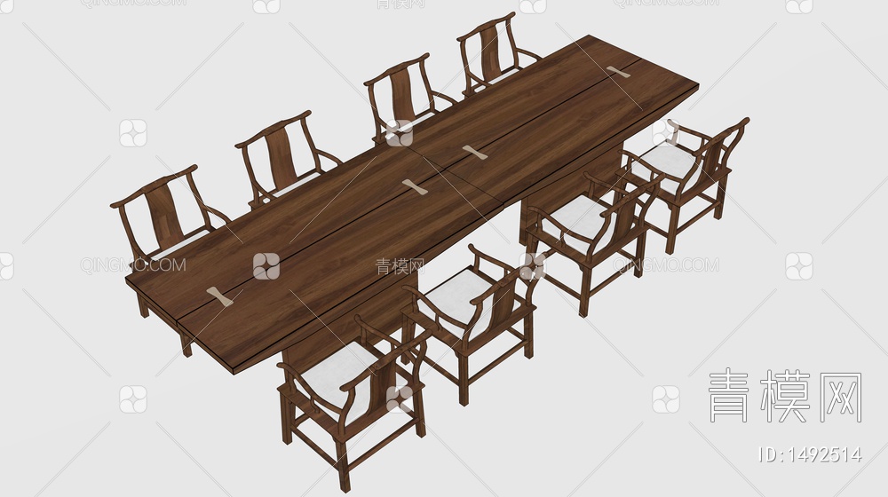 会议桌 桌椅 办公桌 太师椅SU模型下载【ID:1492514】