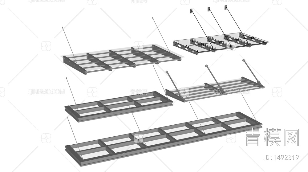钢结构雨棚 玻璃雨棚 玻璃遮阳板 户外雨棚SU模型下载【ID:1492319】
