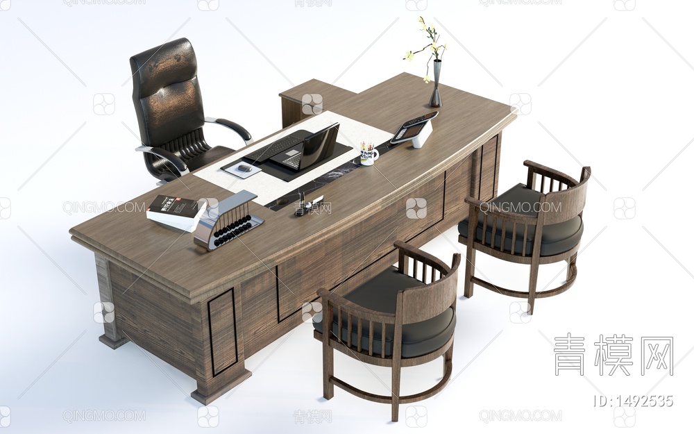 办公桌椅 经理办公桌 领导办公桌 办公家具SU模型下载【ID:1492535】