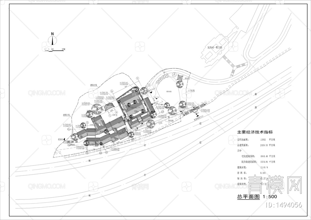 民俗村规划设计总平面图【ID:1494056】