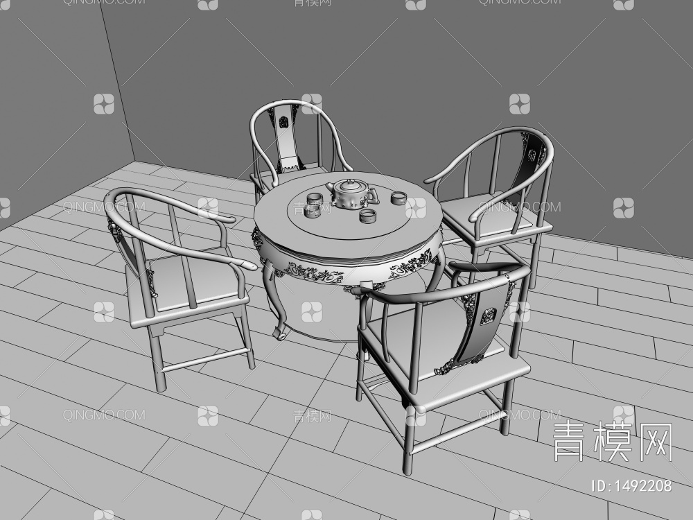 茶桌椅组合3D模型下载【ID:1492208】