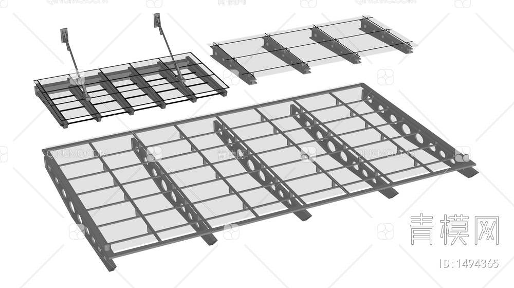 钢结构雨棚 玻璃雨棚 玻璃遮阳板 户外雨棚SU模型下载【ID:1494365】