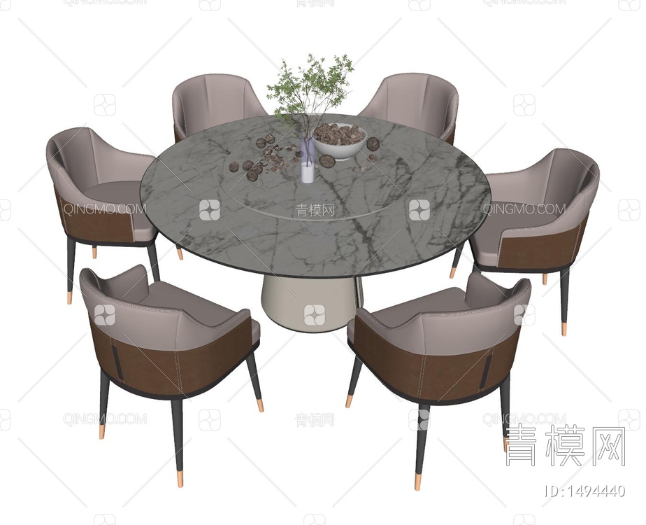 餐桌椅组合SU模型下载【ID:1494440】