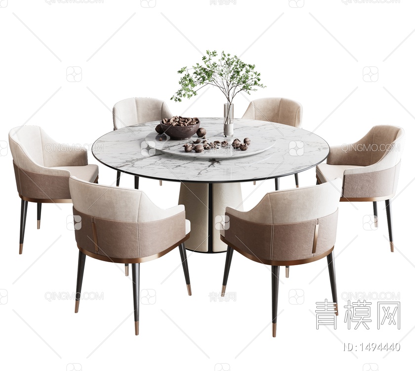 餐桌椅组合SU模型下载【ID:1494440】