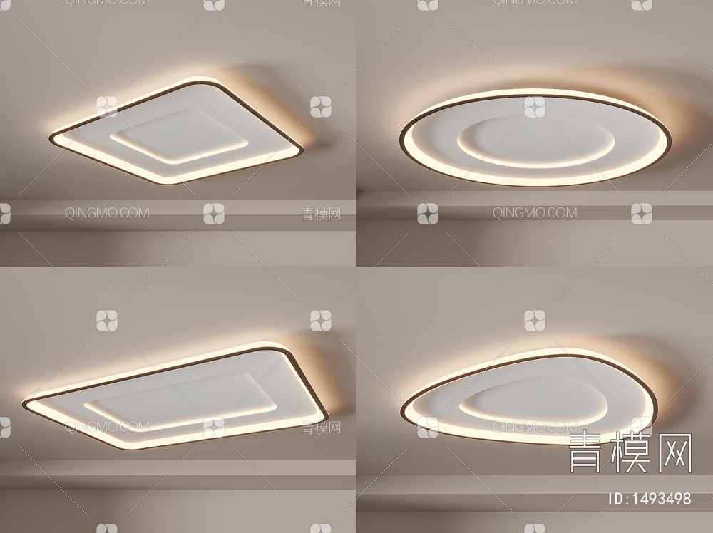 几何造型吸顶灯 客厅灯  卧室灯 餐厅灯 组合3D模型下载【ID:1493498】