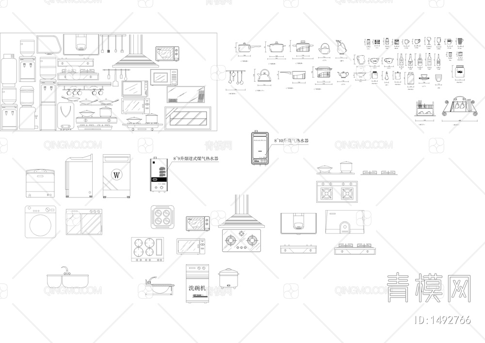 整体橱柜（厨柜）设计用CAD图块【ID:1492766】
