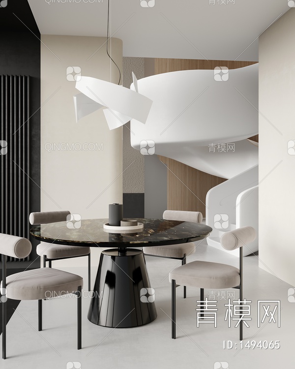 餐厅 餐桌椅组合 桌子 饰品 摆件3D模型下载【ID:1494065】