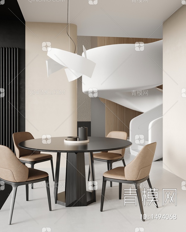餐厅 餐桌椅组合 桌子 饰品 摆件3D模型下载【ID:1494068】