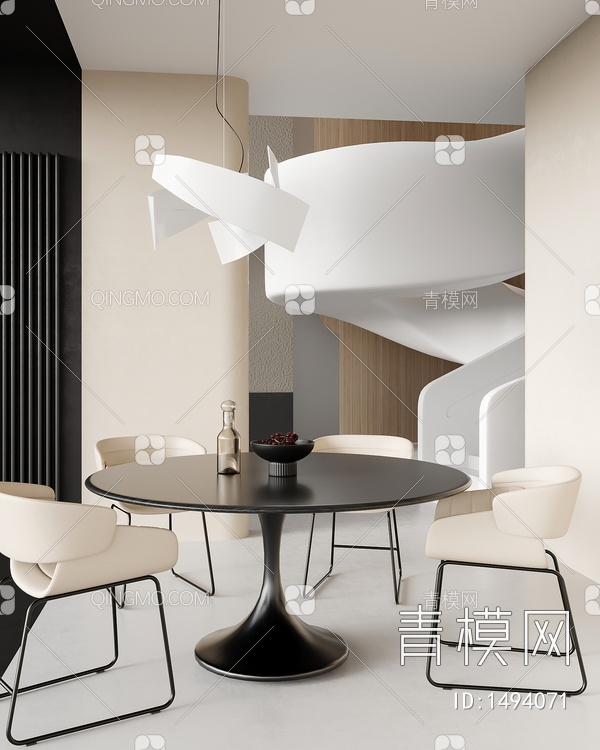 餐厅 餐桌椅组合 桌子 饰品 摆件3D模型下载【ID:1494071】