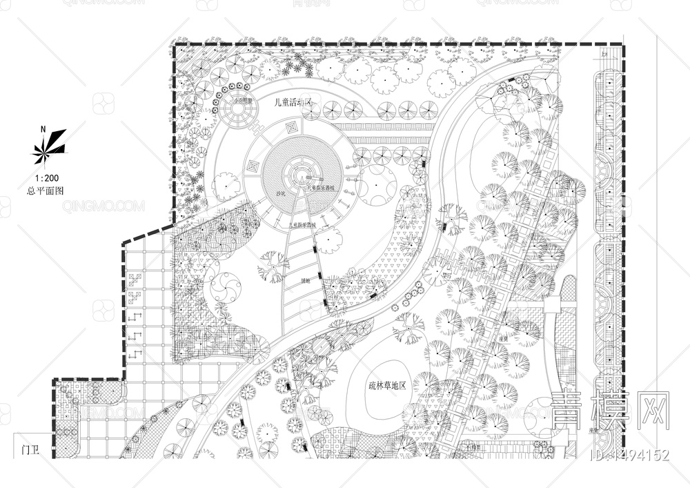 城市公园绿化总平面图【ID:1494152】