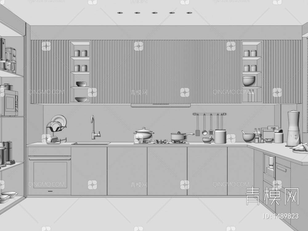 开放式厨房3D模型下载【ID:1489823】