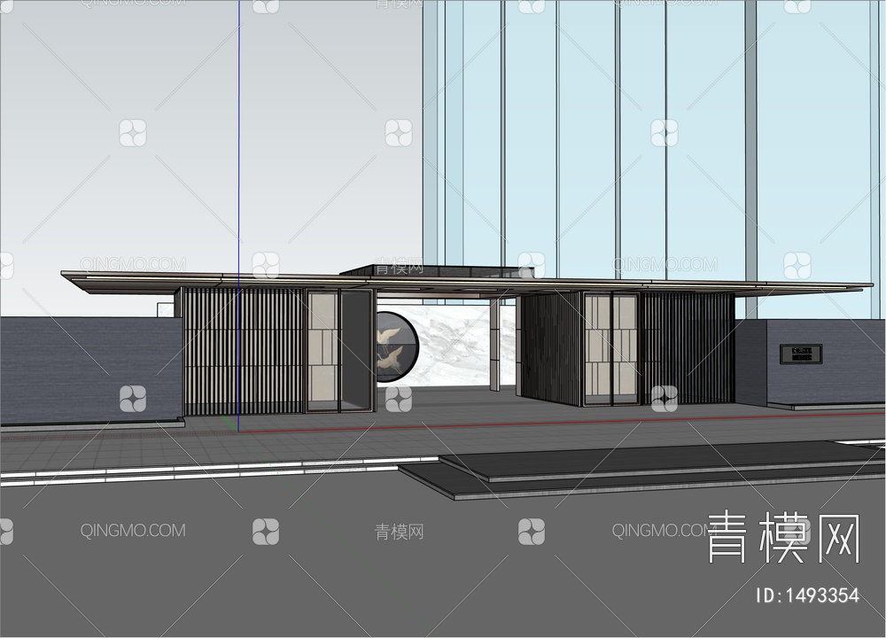 住宅小区主入口设计SU模型下载【ID:1493354】