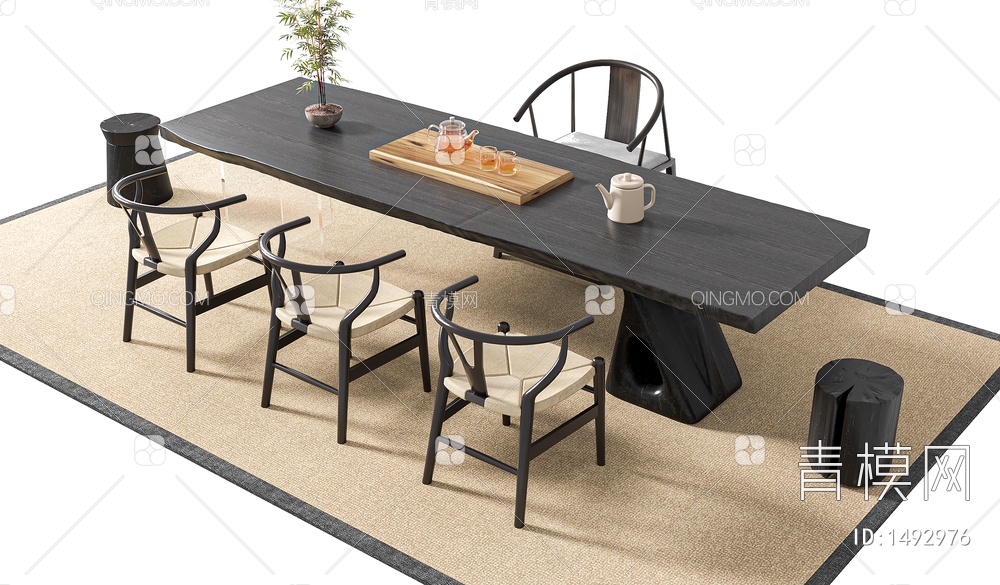 茶桌椅组合3D模型下载【ID:1492976】
