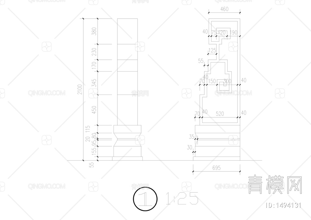 公园入口牌坊详图【ID:1494131】