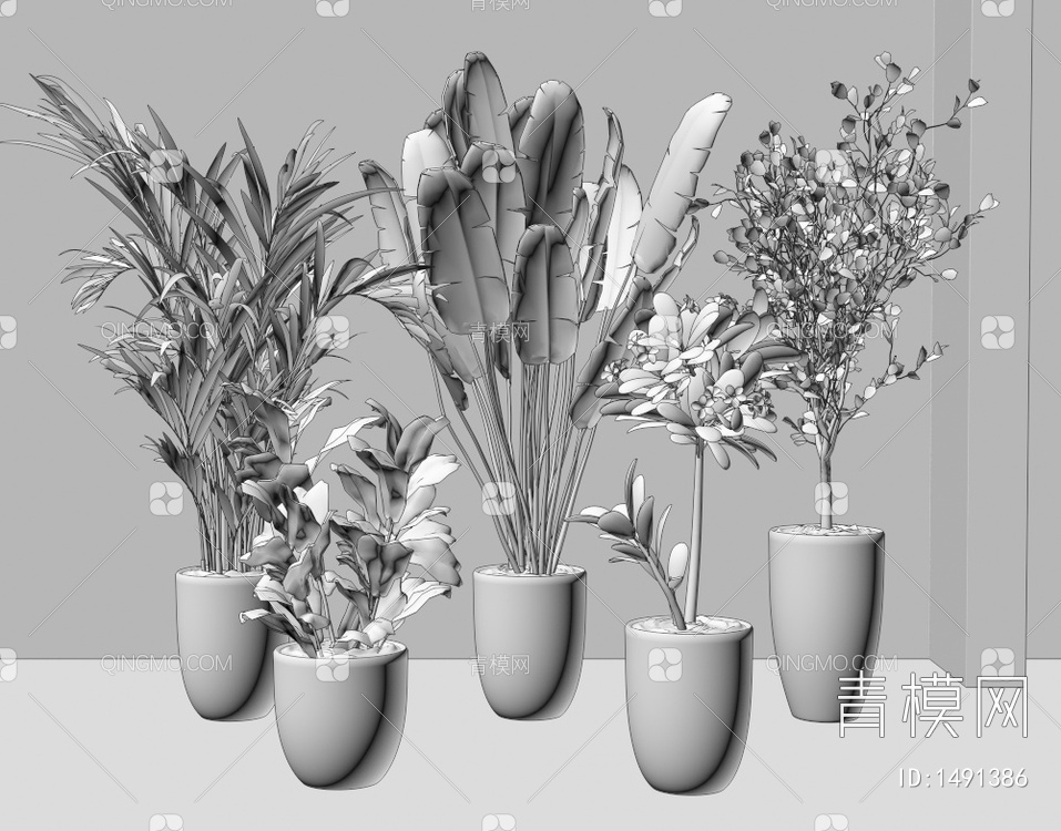 植物盆栽 盆景3D模型下载【ID:1491386】