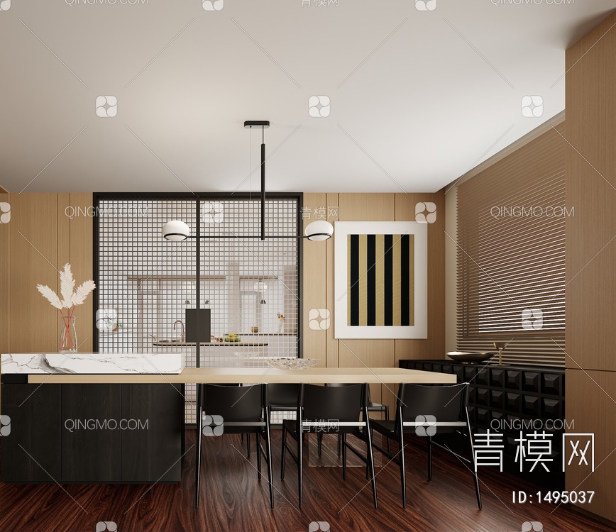 开放式厨房3D模型下载【ID:1495037】