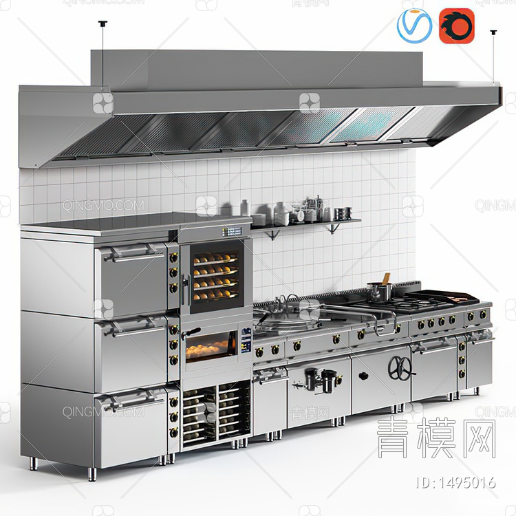 后厨厨具3D模型下载【ID:1495016】