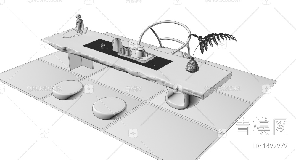 茶桌椅3D模型下载【ID:1492979】
