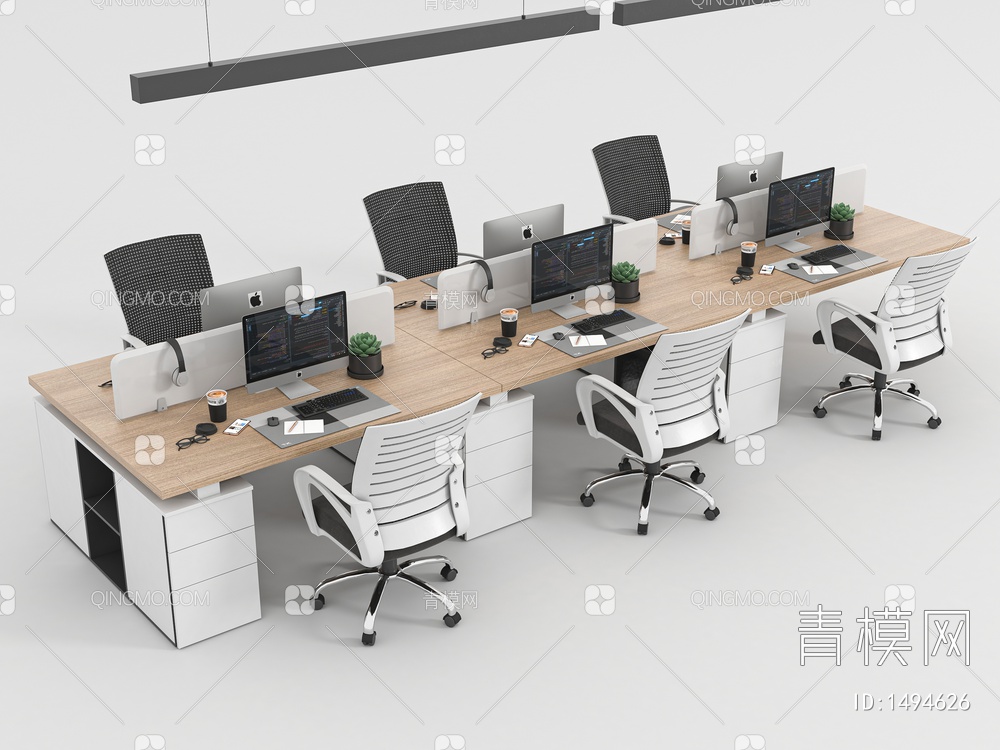 办公桌椅组合SU模型下载【ID:1494626】
