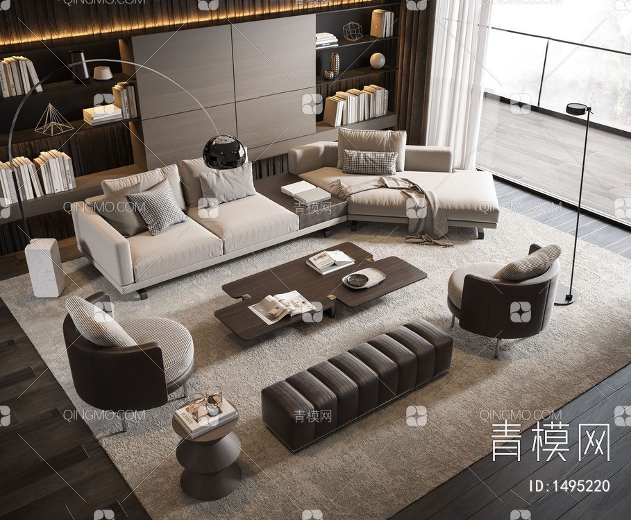 Minotti 沙发茶几组合3D模型下载【ID:1495220】