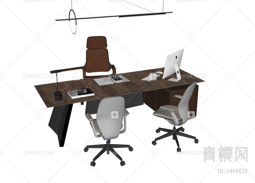 办公桌椅组合SU模型下载【ID:1494632】