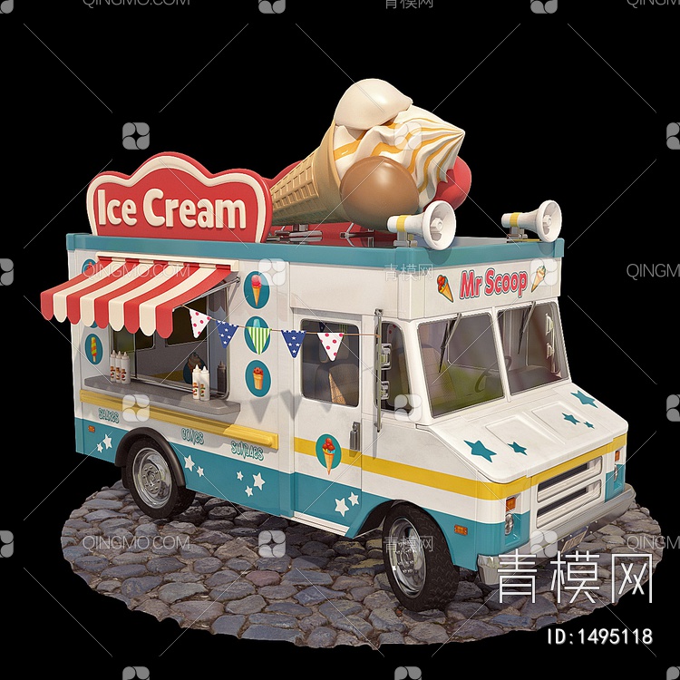ice-cream truck雪糕车3D模型下载【ID:1495118】