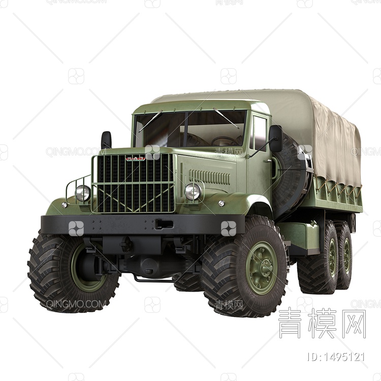 KrAZ军色卡车 军用卡车3D模型下载【ID:1495121】