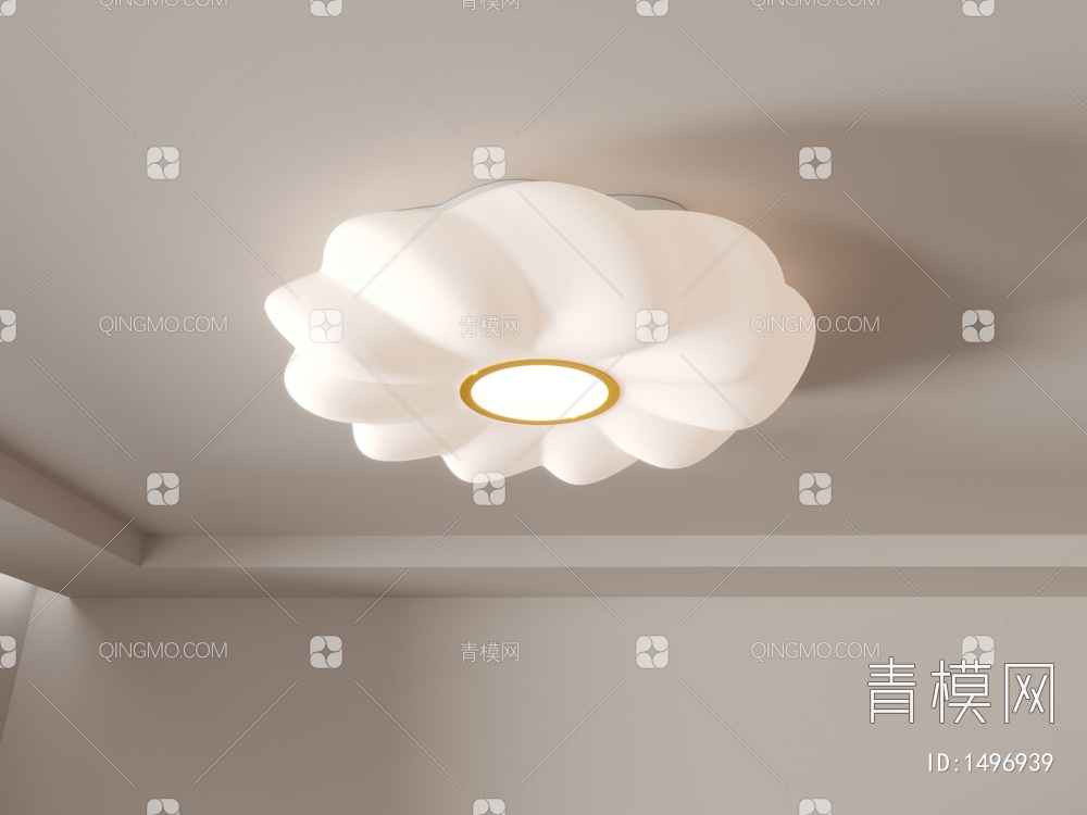 卧室灯 主卧吸顶灯 新款灯具组合-米白灯罩款3D模型下载【ID:1496939】