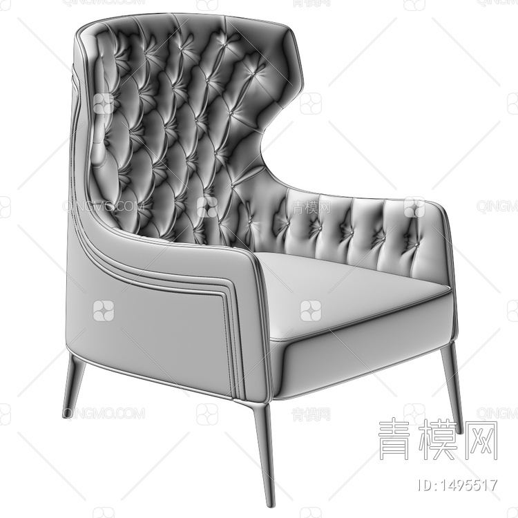 单人沙发椅3D模型下载【ID:1495517】
