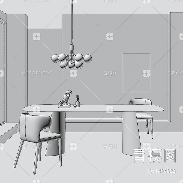 餐桌椅组合 桌子 饰品 摆件3D模型下载【ID:1494023】