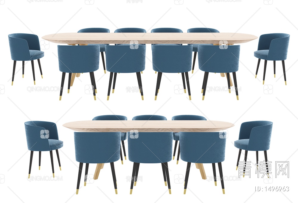 会议室桌椅组合3D模型下载【ID:1496963】