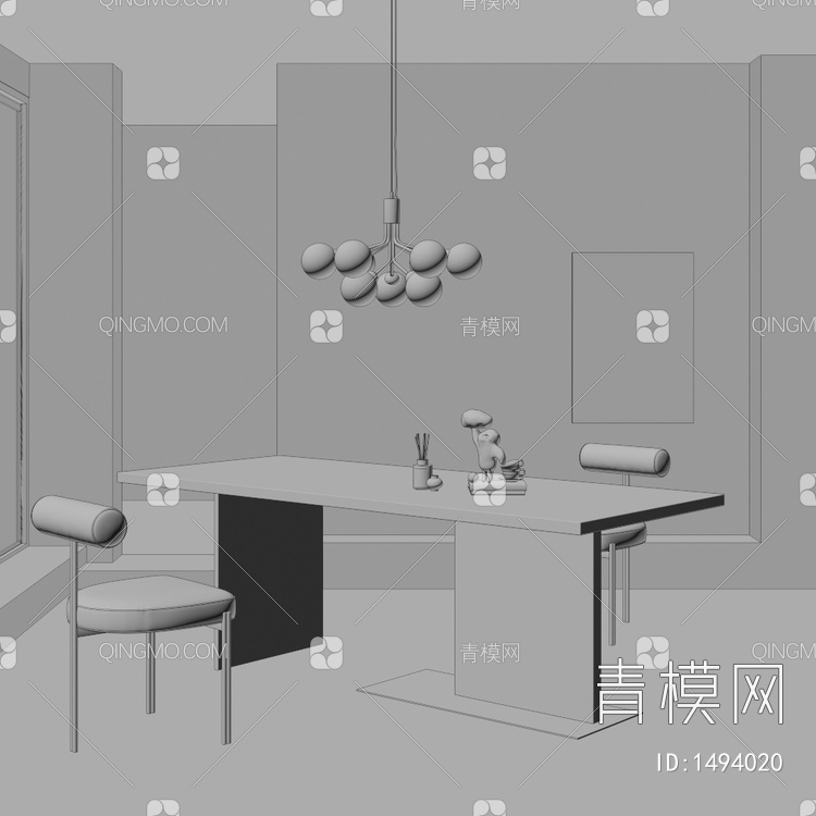 餐桌椅组合 桌子 饰品 摆件3D模型下载【ID:1494020】