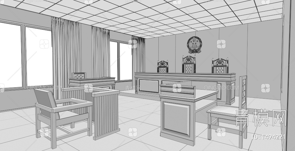 法院审判厅3D模型下载【ID:1494221】
