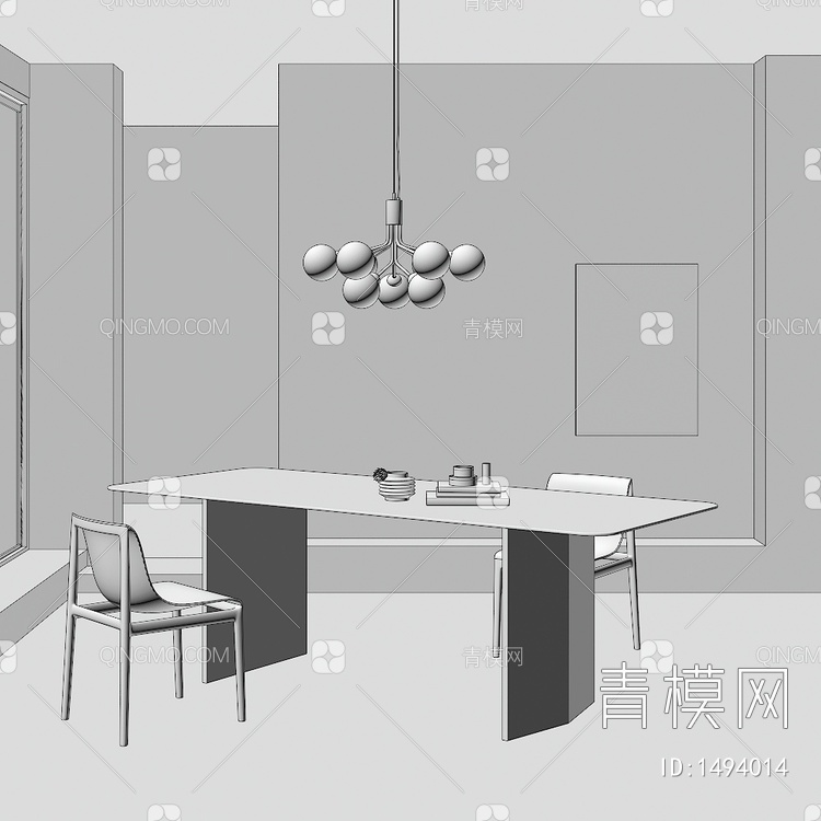 餐桌椅组合 桌子 饰品 摆件3D模型下载【ID:1494014】